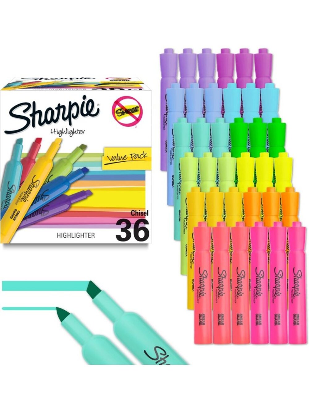 Vibrant Chisel Tip Highlighters, 12 Assorted Colors, Value Pack for School